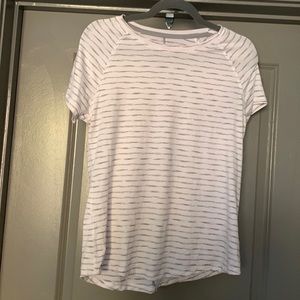 C9 by Champion Short Sleeve Workout Top - White & Gray Stripe - Women’s M